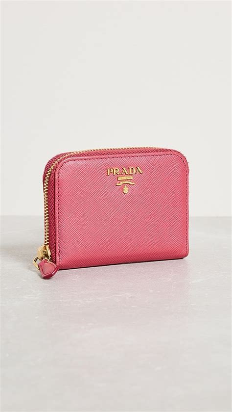 Prada Pink Saffiano Zip Around Coin Purse QNA04O3RPB016